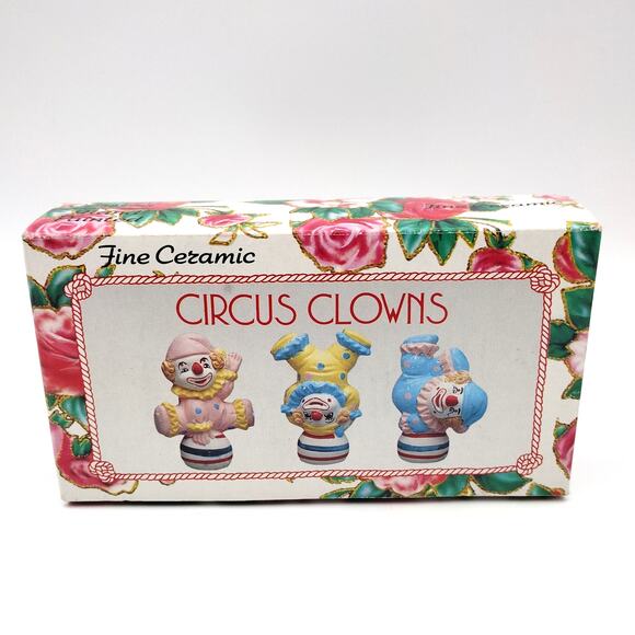 Fine Ceramic Circus Clown Figurines Set of 3 3.5" Balancing Balls - Picture 7 of 7